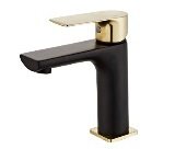 monomando de lavabo alto negro-dorado serie nobre